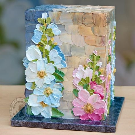 Cake Painting, Buttercream Cake Designs, Buttercream Flower Cake, Buttercream Cake Decorating, Buttercream Cakes, Cake Decorating Videos, Cake Decorating Designs, Painted Cakes, Buttercream Flowers