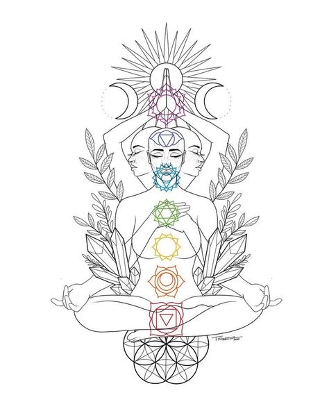 Chakra Tattoos, Balanced Chakras, Spiritual Drawings, Chakra Tattoo, The Seven Chakras, Chakra Art, Tattoos For Black Skin, Spiritual Tattoos, Tattoo Design Book