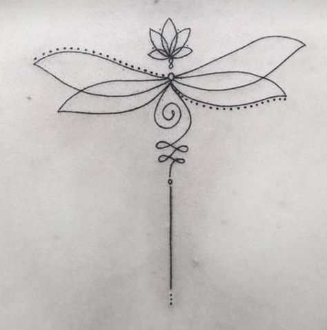 Unalome Dragonfly Tattoo, Spiritual Dragonfly Tattoo, Dragonfly Unalome Tattoo, Dragonfly And Lotus Tattoo, Lotus Dragonfly Tattoo, Dragonfly Tattoo Design With Flowers, Tattoo Dragonfly, Small Dragonfly Tattoo, Mantra Tattoo