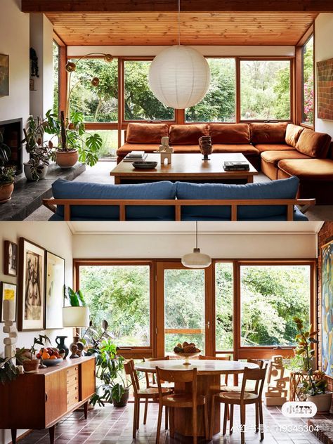 70s Traditional Home, Japanese Californian Interiors, 70s Building Design, 70s Aesthetic Bar Cart, Garden View From Living Room, Mexican Modernist Interiors, Mid Century Modern English Cottage, Mid Century Modern Living Room 70s, New England Modern House