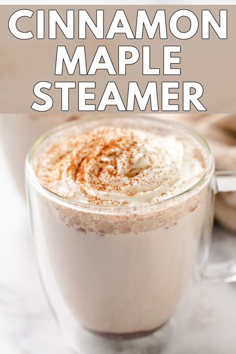 Spiced, warm milk in a glass mug. How To Make A Steamer Drink, Warm Cinnamon Milk, Milk Steamer Recipes, Maple Steamer, Steamed Milk Recipe, Flavored Coffee Recipes, Winter Drink Recipes, Bbq Beef Sandwiches, Best Non Alcoholic Drinks