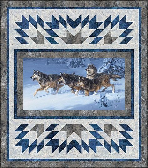 3yard Quilt Patterns Free Annie's Craft Store, Marine Quilt, Wolf Panel Quilt Patterns, Wolf Quilt Panels, Wolf Quilt, Deer Panels For Quilting, Arctic Wolves, Wolf Quilt Pattern Wolves, Elk Panel Quilt Ideas