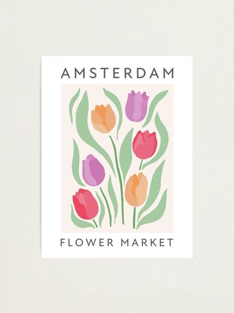 Alternate view of Amsterdam Flower Market, Tulips Design, Minimalist, Modern Art, Floral Photographic Print Flower Market Tulips, Tulips Design, Amsterdam Flower Market, Handpainted Tote, Minimalist Modern Art, Flower Market Print, Market Poster, Tulip Painting, Flower Market Poster