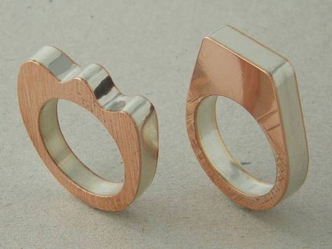 Hollow Ring Design, Copper Electroformed Jewelry, Wax Carving Jewelry, Silversmithing Jewelry, Wax Ring, Hollow Ring, Hollow Form, Mixed Metal Rings, Ring Inspiration