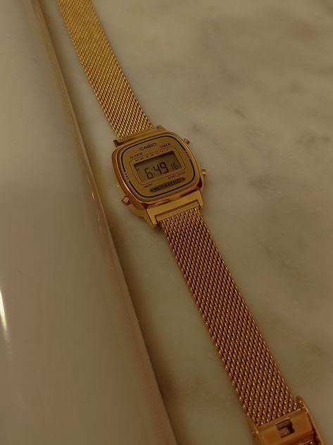 vintage casio gold watch perfect for the old money aesthetic Casio Watch Women Aesthetic, Gold Watches Women Aesthetic, Casio Gold Watch Woman, Casio Watch Women Outfit, Old Money Watches Women, Casio Aesthetic, Watch Aesthetic Vintage, Casio Vintage Watch Woman, Gold Watch Aesthetic