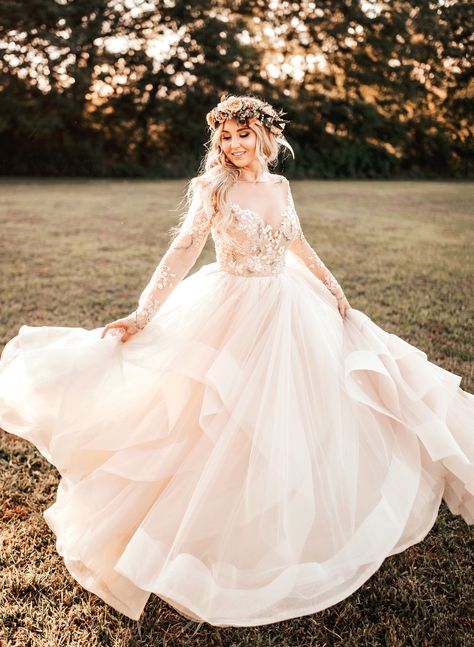 Wedding Dresses Woodland, Woodsy Wedding Dress Boho, Forest Wedding Gown, Woodland Wedding Dress Whimsical, Blush Wedding Dress With Sleeves, Fairy Forest Wedding Dress, Woodsy Wedding Dress, Fairy Garden Wedding Dress, Forest Fairy Wedding Dress