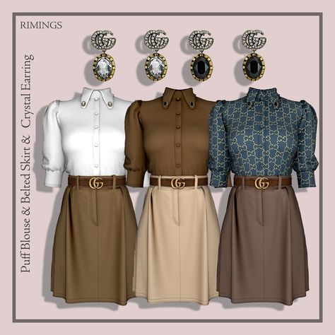 Puff Blouse, Die Sims 4, Pelo Sims, Belted Skirt, Sims 4 Body Mods, Sims 4 Expansions, Casas The Sims 4, Sims 4 Teen, Normal Map