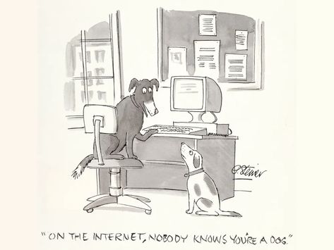 'New Yorker' Cartoon About a Dog on the Internet Breaks Auction Records | Smart News| Smithsonian Magazine Esquire Cover, Roz Chast, Chicago Magazine, Spy Novels, New Yorker Cartoons, Dog Funny, Good Cartoons, Cartoon Images, Dog Sitting