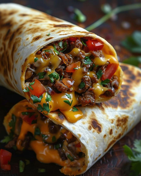 Just wrapped up dinner with these mouth-watering Cheesy Beef Fiesta Wraps!  Perfect for a quick and satisfying meal! Cheesy Beef Burrito Wrap, Ground Beef Recipes Wraps, Ground Beef Wrap, Fancy Mexican Dinner, Mouth Watering Recipes, Ground Beef Wraps Recipes, Mexican Wraps Recipes, Beef Lunch Recipes, Tuesday Meal Ideas