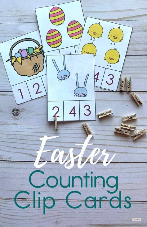 Easter Math Activities, Easter Egg Activities, Easter Activities For Preschool, Preschool Easter, Counting Activities Preschool, Counting Clip Cards, Easter Worksheets, Easter Math, Free Activities For Kids