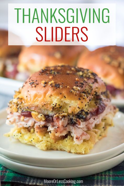 Thanksgiving Sliders, Leftover Thanksgiving Sandwich, Sliders Recipes Hawaiian Rolls, Homemade Glaze, Thanksgiving Sandwich, Grill Cheese, Football Appetizers, Turkey Sliders, Leftover Thanksgiving