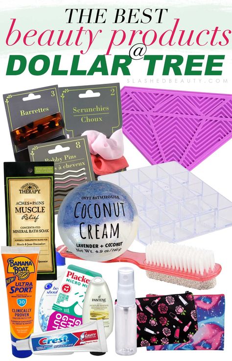 7 Best Dollar Tree Beauty Products to Start Buying ASAP | Slashed Beauty #dollarstore #dollartree #budgetbeauty Dollar Tree Beauty, Dollar Tree Makeup, Travel Beauty Bag, Secret Deodorant, Colgate Toothpaste, Buzz Feed, Floss Picks, Drugstore Skincare, Store Hacks