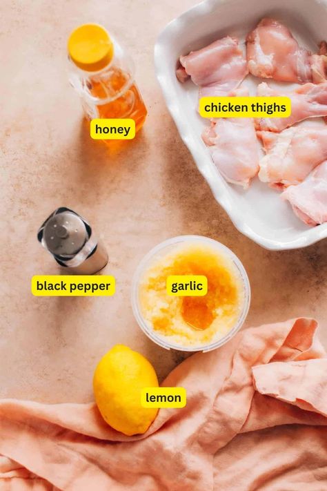 This Honey Garlic Lemon Pepper Chicken Thighs recipe is a flavor-packed dish that's perfect for busy weeknight dinners. Succulent and easy to make, these chicken thighs are roasted to perfection with a sticky, garlicky sauce that keeps you coming back for more. With a beautiful balance of sweet and savory, the honey, lemon, and garlic create a mouthwatering combination, while the pepper adds a hint of heat. So quick to prepare in just 30 minutes! Find the full recipe + video on my blog. Lemon Chicken Thigh Recipes, Honey Garlic Lemon Pepper Chicken, Lemon Pepper Chicken Thighs, Lemon Chicken Thighs, Honey Garlic Chicken Thighs, Chicken Thighs Recipe, Thighs Recipe, Lemon Pepper Chicken, Pepper Chicken