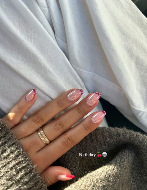 Classy Colourful Nails, Sns French Tip Color, Nail Ideas Acrylic Round, Fall Nail Inspo Almond Simple French, Holiday Nails Summer Almond Shape, Simple Natural Nails Designs, Nara Smith Nails, December Vacation Nails, What Color Nails With Pink Dress