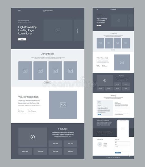 Landing Page Wireframe, Website Layout Template, การออกแบบ Ui Ux, Site Design Website, Webpage Design Layout, Desain Ux, Mise En Page Web, Design Sites, Web Design Websites