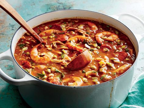 Lucy Buffett’s Winter Gumbo Recipe | Southern Living Best Gumbo Recipe, Okra Gumbo, Dark Roux, Creole Gumbo, Chicken Gumbo, Sausage Gumbo, Seafood Gumbo, Gumbo Recipe, Cajun Cooking