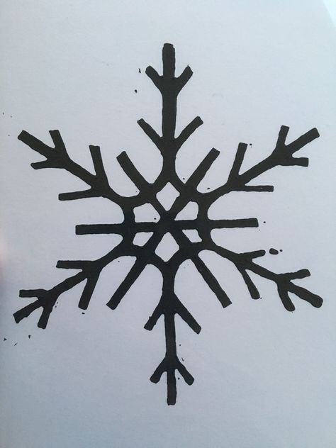 Snowflake Lino Print, Snowflake Linocut, Christmas Card Lino Print, Xmas Linocut, Lino Print Pattern, Carved Stamps, Lino Cuts, Lino Printing, Lino Art