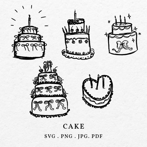 Wedding Cake Sketch, Wedding Cake Doodle, Hand Illustrated Wedding Invitations, Hand Drawn Invitations, Cake Graphic Design, Tattoo Whimsical, Wedding Cake Drawing, Hand Drawn Birthday Cards, Birthday Cake Graphic