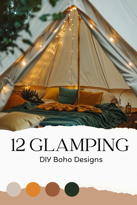 Looking to embrace the great outdoors without sacrificing comfort? Welcome to the luxurious world of glamping! With astounding designs that offer the perfect blend of nature and comfort, glamping has revolutionized the way we camp Boho Glamping Tent, Glamping Setup Ideas, Glamping Decor Ideas, Glamping Tent Interior Ideas, Bell Tent Interior Ideas, Glamping Interior, Diy Glamping, Glamping Decor, Glamping Business