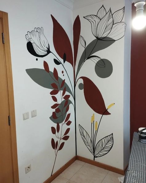 bedroom wall painting ideas Room Wall Drawing, Bedroom Wall Painting Ideas, Bedroom Wall Art Ideas, Bedroom Wall Painting, Simple Wall Paintings, Painting Corner, Wall Painting Ideas, Wall Murals Diy, Selfie Wall