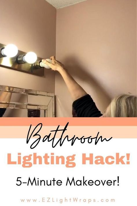 Diy Vanity Lights, Bathroom Light Shades, Mirror Farmhouse, Lighting Hacks, Lighting Makeover, Diy Bathroom Makeover, Hollywood Lights, Lighting Bathroom, Fixtures Bathroom