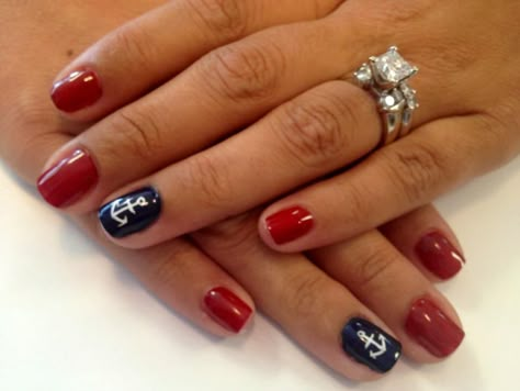 Cruise nails! Coast Guard Theme Nails, Gasparilla Hairstyles, Red Cruise Nails, Pirate Theme Nails, Boating Nails, Carnival Cruise Nail Ideas, Nail Designs For Cruise, Us Navy Nails, Nails For Cruise Vacations