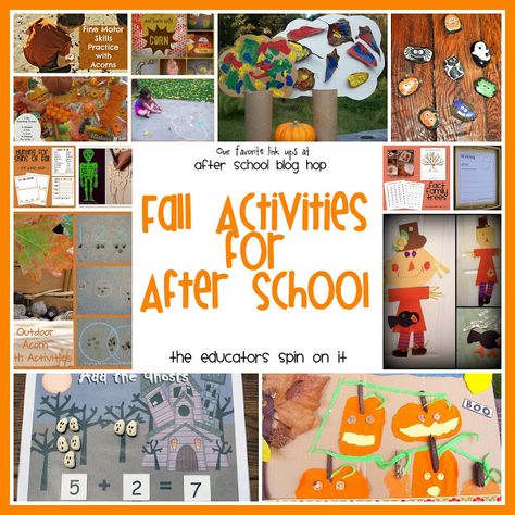 Here are our top picks from our weekly After School Blog Hop. We want to share with you the adorable Fall & Halloween Themed ideas we’ve been collecting to do after school.  It’s hard to believe it’s just over a week left before Halloween and lots of projects to choose from. Here are some of our favorites … School Aged Activities Daycare, Childcare Ideas, October School, School Age Activities, After School Care, Kids Camp, Autumn Activities For Kids, Fall Preschool, Enrichment Activities