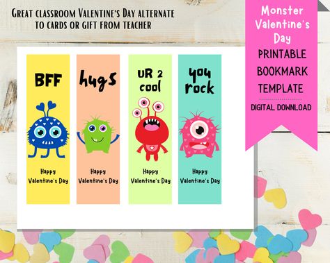 Kids Birthday Party Planner, Road Trip Toys, Fun Puns, Monster Valentines, Printable Bookmarks, Classroom Gifts, Bookmarks Kids, Gift Printable, Christmas Activities For Kids