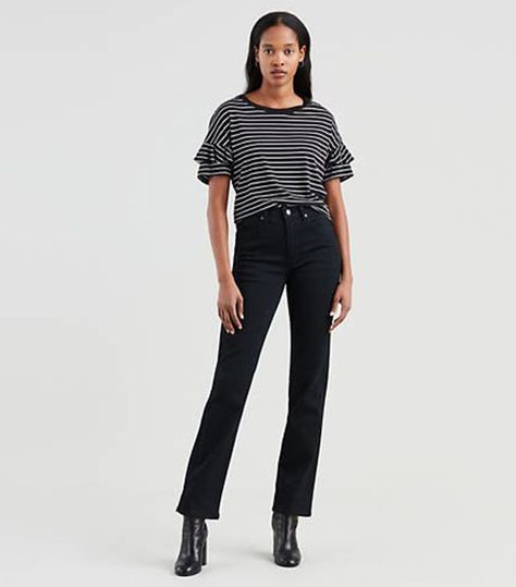 Levi's 724 High Rise Straight Jeans High Rise Straight Jeans, Black Levis, Loose Jeans, Tapered Pants, Slim Straight Jeans, Jeans Black, Comfy Outfits, Jeans Style, Straight Jeans