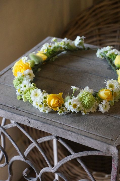 flower crown Yellow Flower Crown, Yellow Flower Headband, Bridal Circlet, Bridal Crown Tiara, Plants Are Friends, Fairy Wedding, Cool Themes, Yellow Wedding, Bridal Crown