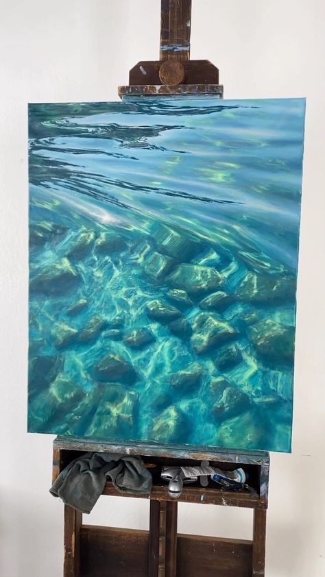 “Turquoise Sand” will also be on display at the @laartshow on February 15-19 with @arcadiagallery (booth # 713/812) | Irina Cumberland | Kupla · Rituals Irina Cumberland, Underwater Ruins Art, Gcse Art Under The Sea, Textile Artists Inspired By Water, Underwater Mixed Media Art, Underwater Impressionist Painting, Underwater Art, February 15, Gcse Art