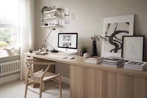 Ikea Home Office, Rustic Minimalism, Office Hacks, Ikea Desk Hack, Desk Hacks, Ikea Office, Hack Ikea, Minimalist Home Office, Workspace Ideas