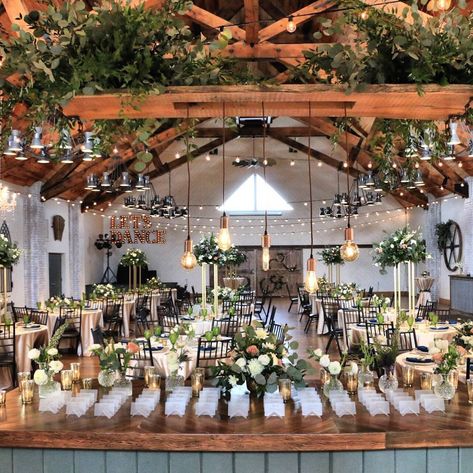 Great way to incorporate wooden beams at your venue with lights and greenery Mn Wedding Venues, Minnesota Wedding Venues, Wedding Venues Indoor, Cheap Wedding Venues, Garden Wedding Venue, Affordable Wedding Venues, Farmhouse Wedding, Beautiful Wedding Venues, Unique Wedding Venues