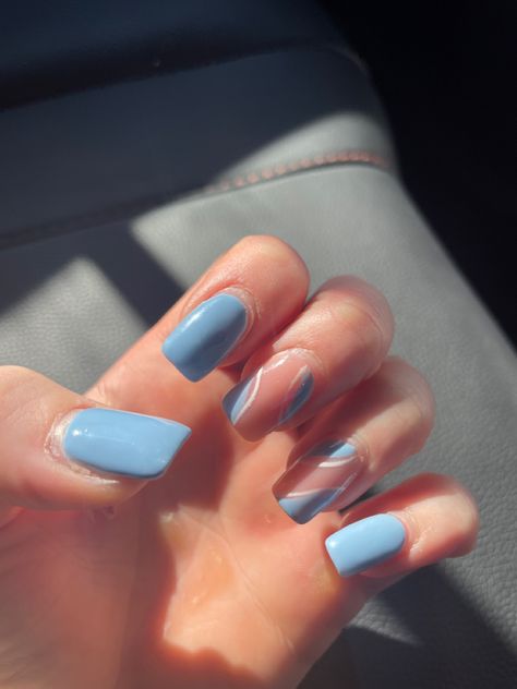 blue square swril tip nails Sky Blue Nails, Swirl Nails, Blue French Tips, Summery Nails, Tip Nails, Blue Square, French Tip Nails, Square Nails, Blue Nails