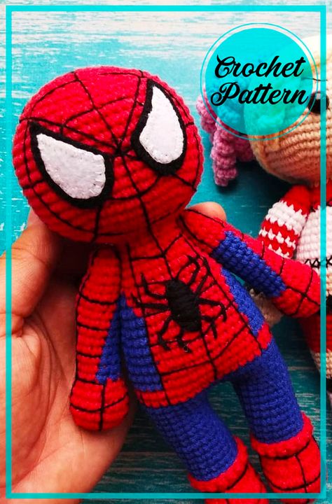 Amazing Free Spiderman Amigurumi PDF Crochet Pattern Amigurumi Spiderman, Crochet Spiderman, Disney Crochet Patterns, Art Jeans, Crochet Teddy Bear Pattern, Pola Amigurumi, Crochet Animals Free Patterns, Koln, Crochet Amigurumi Free Patterns