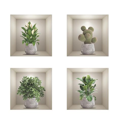 PRICES MAY VARY. Lifelike 3D Design: Our green plant wall stickers feature a realistic and vibrant cactus, tropical potted plants, and palm tree leaf design. The 3D effect adds depth and dimension to your walls, making them look alive and inviting. Size: It is about 10”x10”(25.5cmX25.5cm). Material: This wall sticker is made of reflective vinyl material, which is highly quality, waterproof and Self-adhesive. Easy to Stick: This 3d green plants wall decorations are easy and fun to install. They c Magic Pictures, 3d Vinyl, Adhesive Wall Art, Wall Stickers 3d, Creative Wall Art, Art Magic, Tree Stickers, Removable Wall Stickers, Sticker Decals