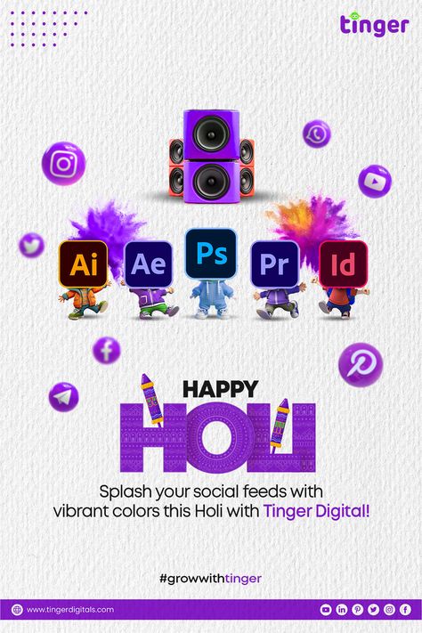 Wishing you a festival filled with joy, laughter, and endless opportunities to paint your digital presence with success. Happy Holi from all of us at Tinger Digital! 
#socialmedia #marketing #socialmediamarketing #digitalmarketing #instagram #branding #business Tinger Digital, Office Creative, Instagram Branding Design, Adobe Illustrator Graphic Design, Social Media Advertising Design, Endless Opportunities, Instagram Branding, Branding Business, Happy Holi