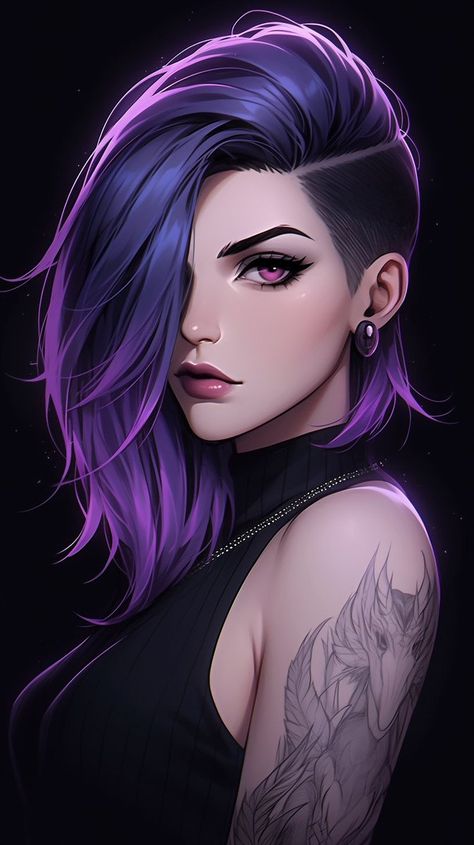 Image Cyberpunk Female, Anime Goth, Gamer Pics, Cyberpunk Girl, Female Character Inspiration, Fantasy Portraits, Arte Cyberpunk, Lgbt Art, Fantasy Art Landscapes