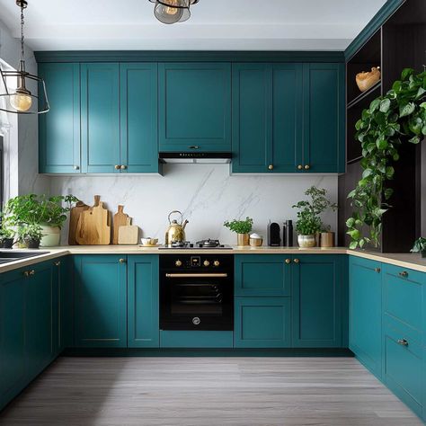 25 Kitchen Cabinet Color Ideas to Transform Your Space! Teal Blue Kitchen Cabinets, Colored Kitchen Ideas, Neutral Kitchen Cabinets, Cabinet Color Ideas, Kitchen Cabinet Color, Kitchen Cabinet Color Ideas, Neutral Kitchen, Cabinet Color, Modern Kitchen Cabinets