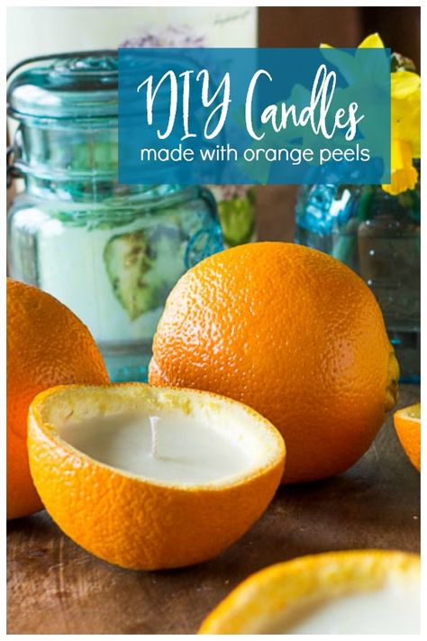 Diy Orange Candle, Orange Peel Candle, Orange Peels Uses, Essential Oil Candles Diy, Candles With Essential Oils, Diy Candles Easy, How To Make Orange, Homemade Scented Candles, Orange Peels