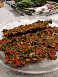 Kale and Veggie Dehydrated Crackers – mrsplantintexas Dehydrated Crackers, Veggie Crackers, Raw Dessert Recipes, Kale Leaves, Overnight Oats Healthy, Savoury Recipes, Organic Tomatoes, Cracker Recipes, Dehydrated Food