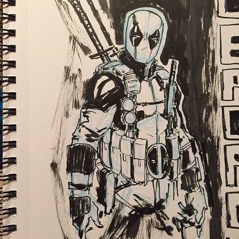 #deadpool #drawing #sketch #sketchbook #sketching #marvel #marvelcomics #ink #brushpen #mercwithamouth Deadpool Drawing, Pool Drawing, Marvel Art Drawings, Comic Art Sketch, Deadpool Art, Spiderman Art Sketch, Marvel Drawings, Best Anime Drawings, 얼굴 그리기