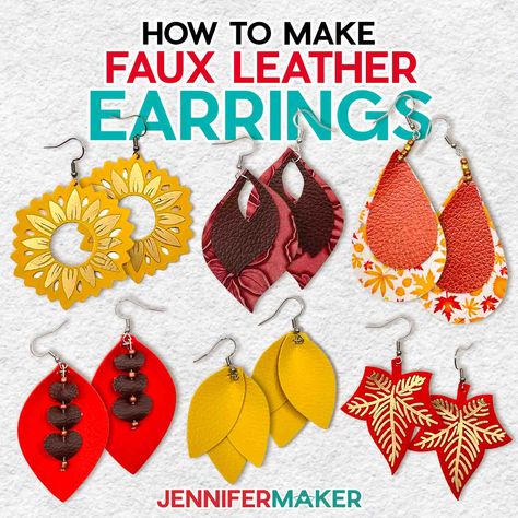 10 Fabulous (and Easy) DIY Earrings for Beginners Diy Earrings For Beginners, Easy Diy Earrings, Leather Earrings Diy, Faux Leather Crafts, Earrings Cricut, Diy Earrings Tutorial, Shrinky Dink Earrings, Jennifer Maker, Cameo Crafts