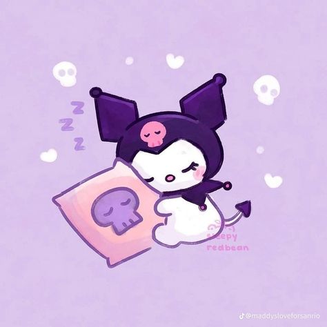 Sleepy Kuromi, Sleepy Sanrio, My Art Style, Frog Drawing, Sanrio Wallpaper, Hello Kitty My Melody, Sanrio Kuromi, Orange Cat, Sanrio Characters