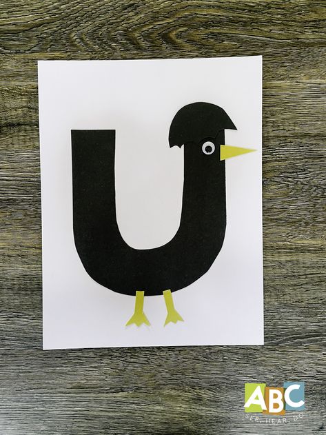 Letter U Arts And Crafts For Preschool, Letter U Crafts For Preschoolers, Preschool Letter U, Letter U Craft, Letter Animals, Letter U Crafts, Grandchildren Activities, Bird Crafts Preschool, U Craft