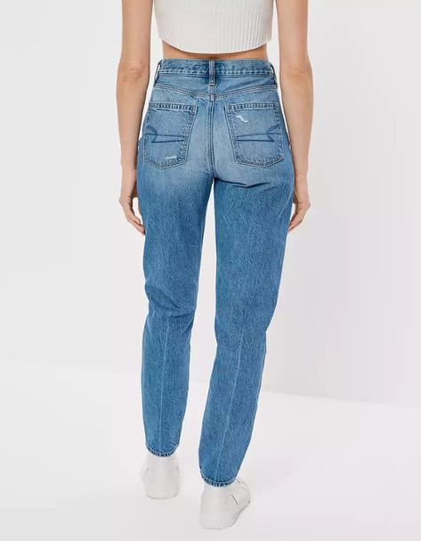 American Eagle Jeans Aesthetic, Jeans Travel Outfit, Outfit Wishlist, Dream Wishlist, American Eagle Mom Jeans, Ae Jeans, High Waisted Mom Jeans, Soft Classic, Mom Jean