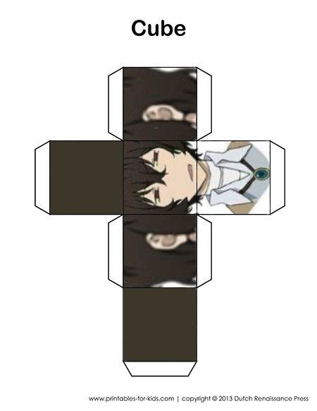 Bsd Paperized, Bsd Printables, Bungo Stray Dogs Papercraft, Chuuya Papercraft, Dazai Papercraft, Bsd Papercraft, Yumeno Kyūsaku, Cube Template, Origami Cube