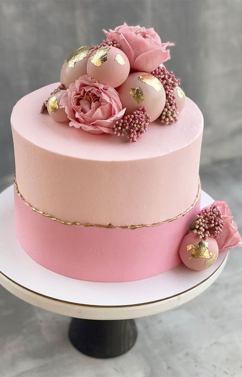 47 Cute Birthday Cakes For All Ages : 3rd butterfly birthday cake Dark Pink Cake, Pink And Gold Cake, Pink And Gold Birthday, Pink Birthday Cake, Inside Cake, Gold Birthday Cake, Sweet 16 Birthday Cake, Birthday Cake With Flowers, Elegant Birthday Cakes