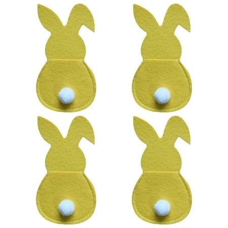 Moocorvic Clearance Set Of 4 Bunny Flatware Holders Easter Bunny Cutlery Bag Rabbit Cutlery Set With Tail Features: Spruce up your table for Easter with this Set of 4 Bunny Flatware Holders. Each bunny-shaped holder features a cotton tail and opens from the top, making it easy to slip in your flatware pieces. Buy multiple sets to have enough for all your guests. Type: Easter decoration items, can be used to decorate tableware Material:Cotton and polyester Easy to carry: Each pack with case, convenient to carry in a backpack or purse. Please allow a slight deviation in color and measurement! Please understand, thank you! Reusable: Easy to clean and reusable. It is an environmental protection way to use reusable tableware. Product Description: Package include: 4 x Easter Cutlery Bags Size: O Easter Tableware, Flatware Holder, Silverware Holder, Easter Party Decor, Cutlery Holder, Utensil Organization, Kids Party Decorations, Easter Table Decorations, Easter Decoration