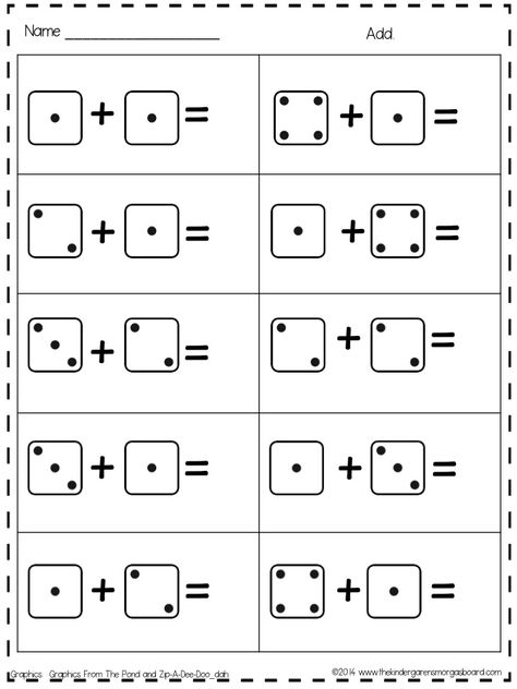 Dice Worksheet, Addition Mats, Dice Addition, Kindergarten Addition, Kindergarten Smorgasboard, Kindergarten Addition Worksheets, Addition Kindergarten, Kindergarten Fun, Math Addition